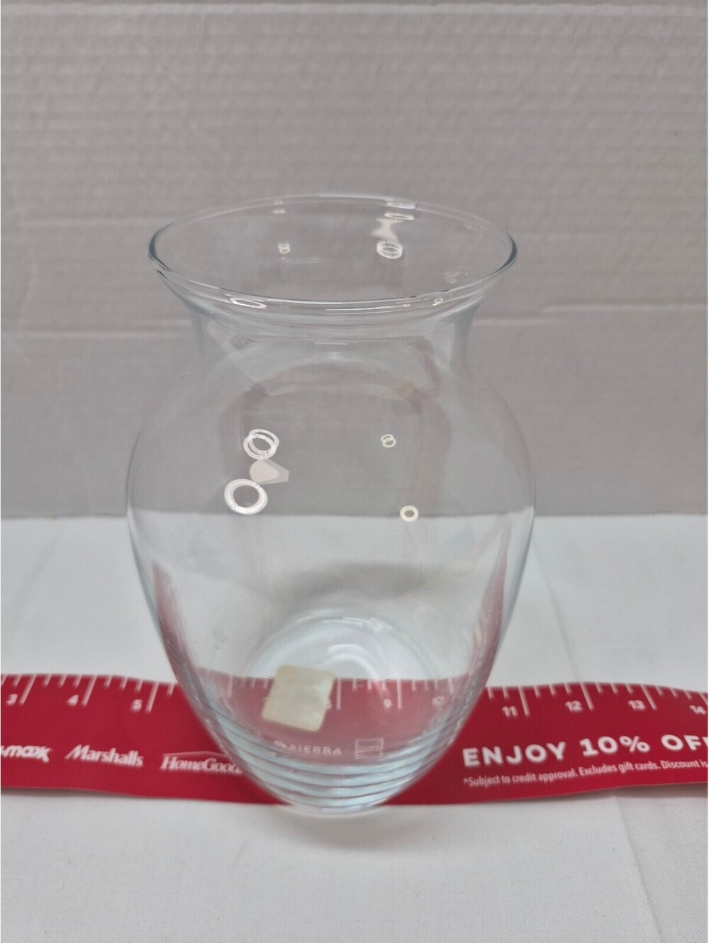Clear Glass Vase with Flared Rim, Approximately 7 Inches Tall J91